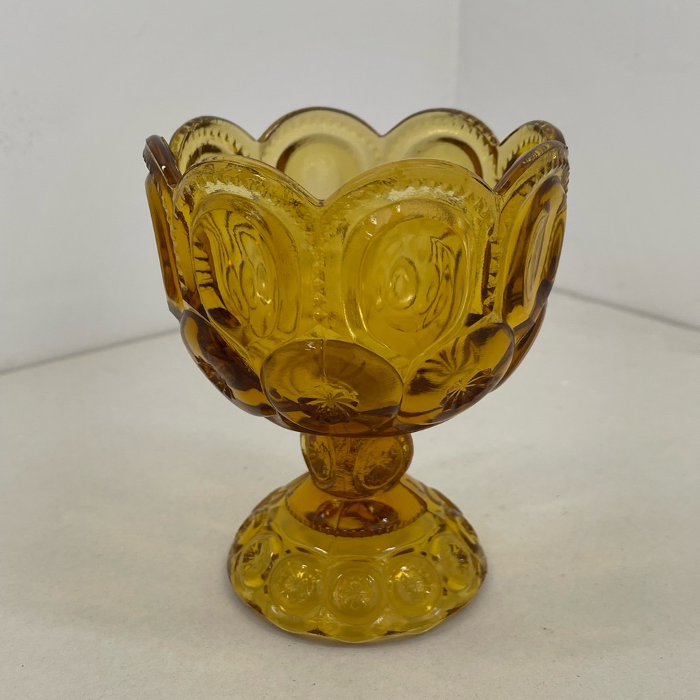 LE Smith Moon and Stars amber compote candy dish